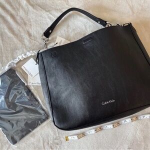 Calvin Klein Black Reversible Leather Laptop Bag with Wallet